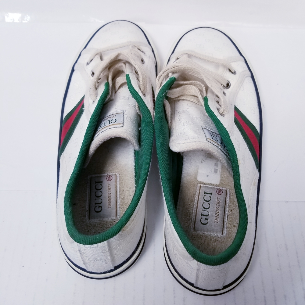 Gucci White Sneakers with Green and Red Accents - Picture 4 of 6